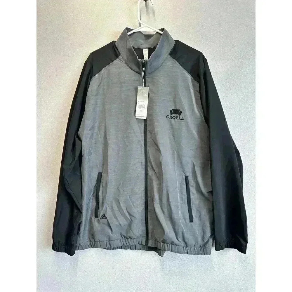 Mens Adidas Windbreaker Jacket Size 3XL Croell Logo Lightweight Wear Full Zip